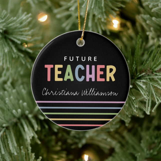Personalised Future Teacher Colourful Gifts Ceramic Ornament (Tree)