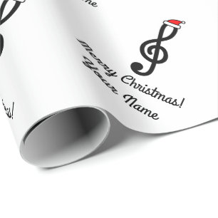 Personalised G Clef Treble music note Christmas Wrapping Paper