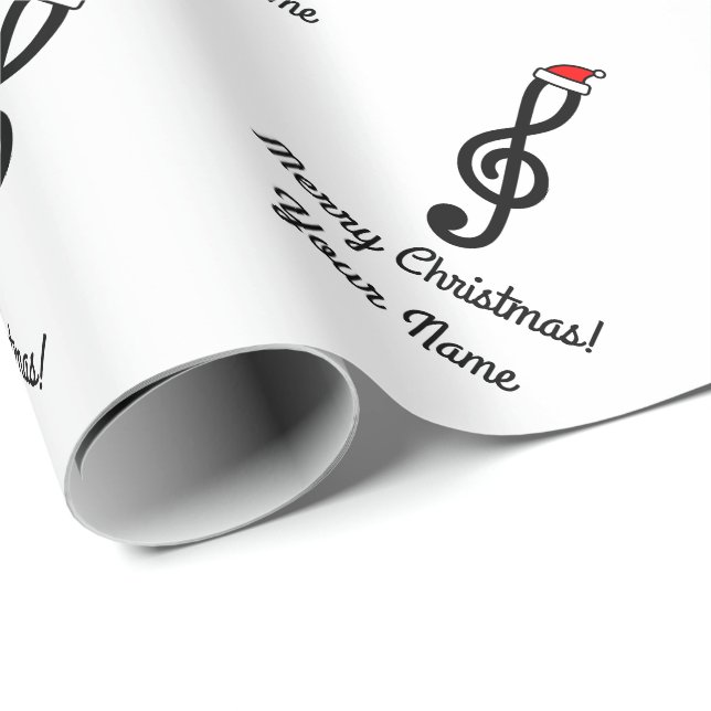 Personalised G Clef Treble music note Christmas Wrapping Paper (Roll Corner)