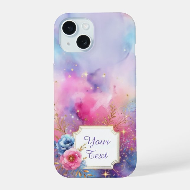 Personalised Galactic Bloom iPhone 15 Case (Back)