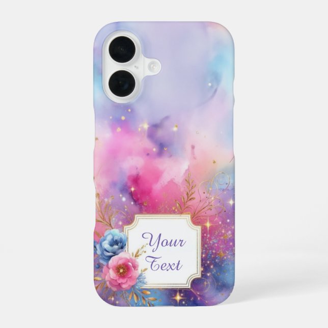 Personalised Galactic Bloom iPhone 16 Case (Back)