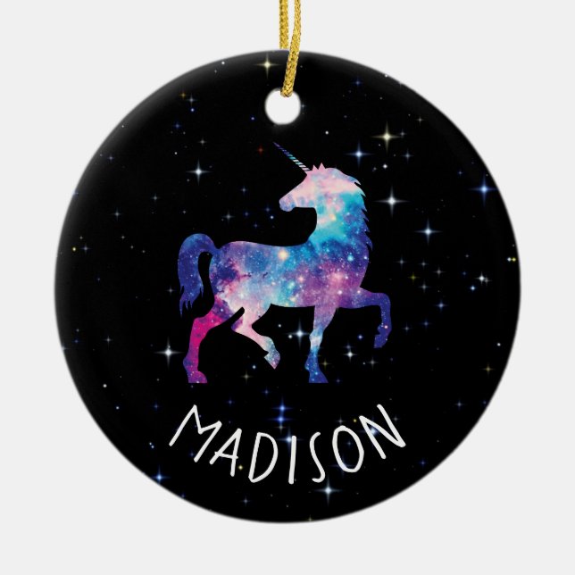 Personalised Galaxy Unicorn Ceramic Ornament (Front)