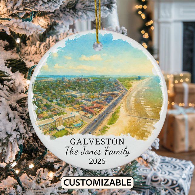 Personalised Galveston Ornament, Texas Ceramic Ornament (Creator Uploaded)