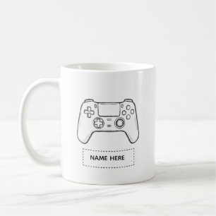 Personalised Gamer Controller Minimalist Sketch Coffee Mug