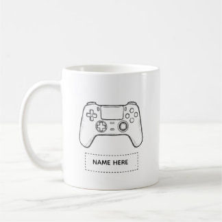 Personalised Gamer Controller Minimalist Sketch  Coffee Mug