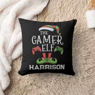 Personalised Gamer Elf Christmas Video Gaming Cushion