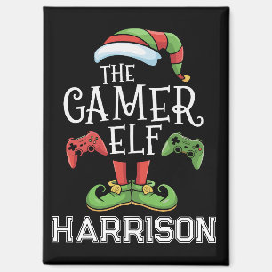 Personalised Gamer Elf Christmas Video Gaming Magnet
