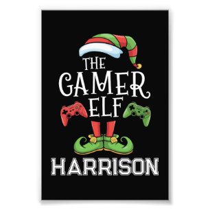 Personalised Gamer Elf Christmas Video Gaming  Photo Print