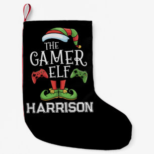 Personalised Gamer Elf Christmas Video Gaming Small Christmas Stocking