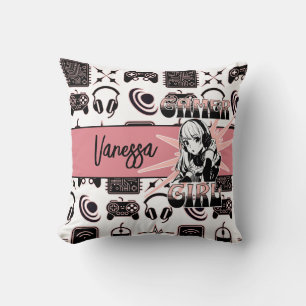 Personalised Gamer Girl   Gaming  Cushion