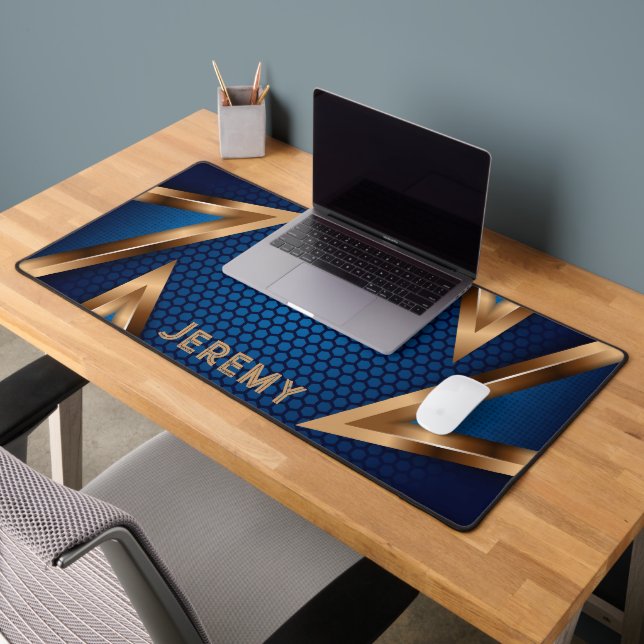 Personalised Gamers Blue Copper Abstract Desk Mat (Office 2)