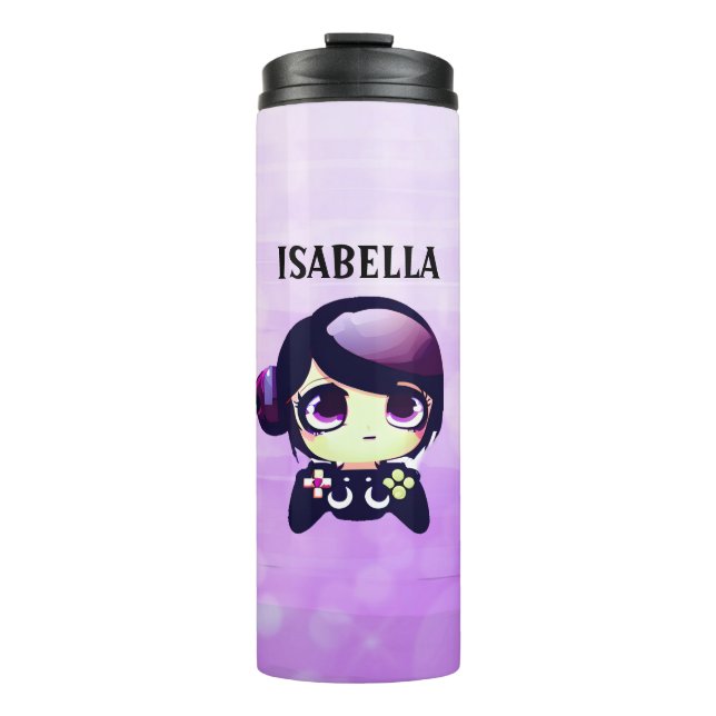 Personalised Gaming Kawaii Anime Girl Gamer Thermal Tumbler (Front)