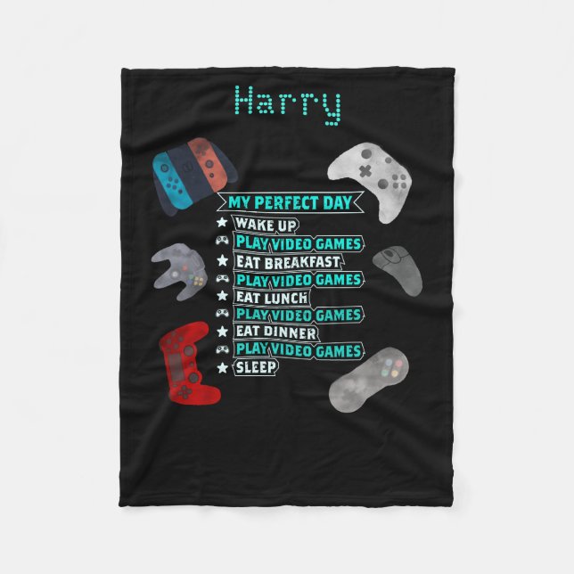 Personalised Gaming perfect Day, with controllers Fleece Blanket (Front)