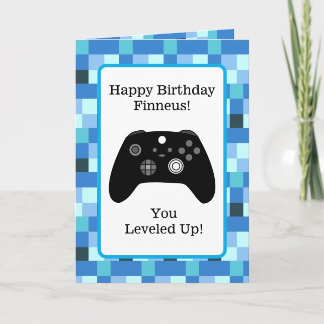 Personalised Gaming Themed Birthday Card for Boy (Front)