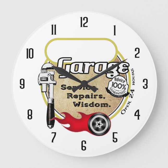 Personalised Garage Large Clock (Front)