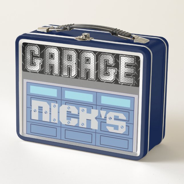 Personalised Garage Life Metal Lunch Box (Front)
