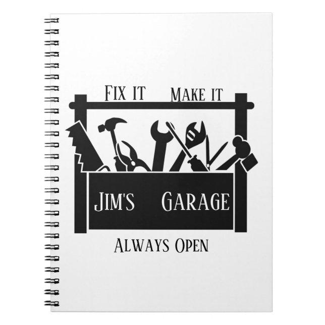 Personalised garage  notebook (Front)