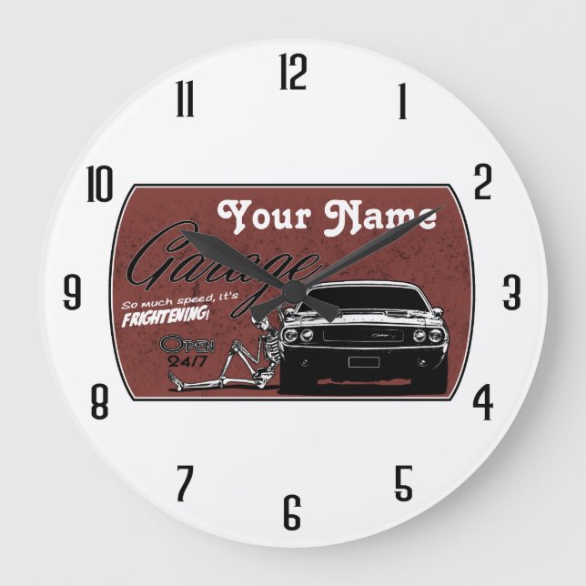 personalised Garage with Challenger Large Clock (Front)