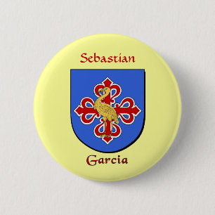 Personalised Garcia Historical Shield 6 Cm Round Badge