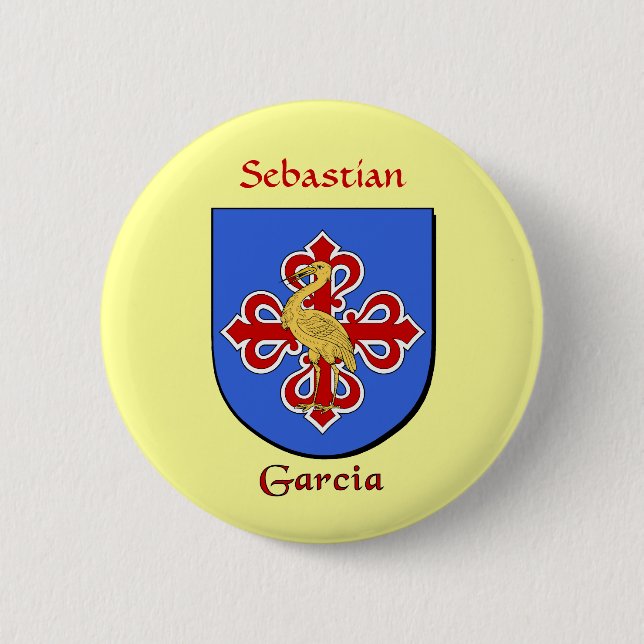Personalised Garcia Historical Shield 6 Cm Round Badge (Front)