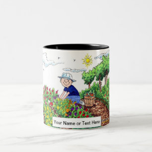 Personalised Gardener - Male Cartoon Two-Tone Coffee Mug