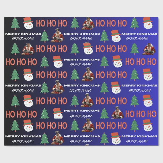 Personalised Gay Leather Santa Xmas Wrapping Paper (Flat)