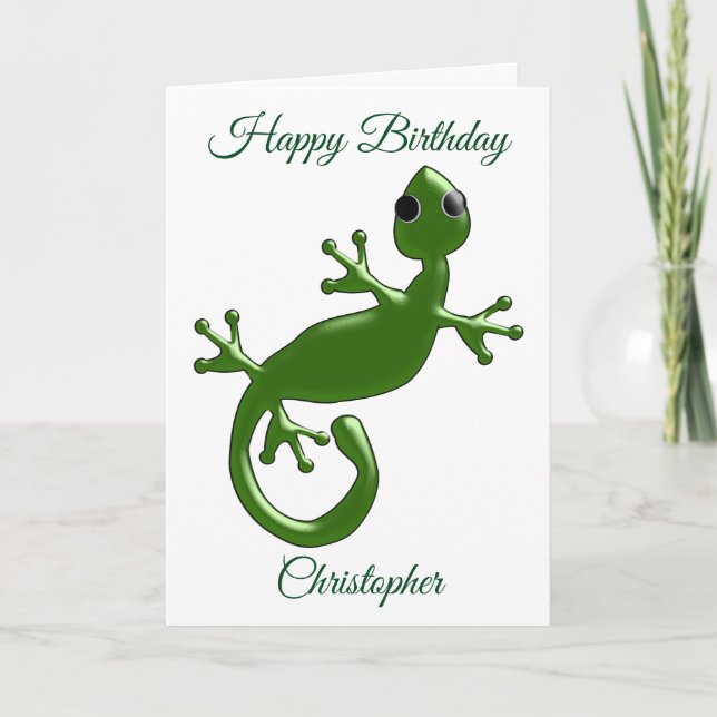 Personalised Gecko Birthday Card (Front)