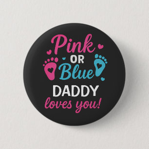 Personalised Gender Reveal Pink or Blue Baby Showe 6 Cm Round Badge
