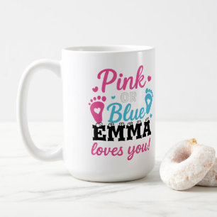 Personalised Gender Reveal Pink or Blue Baby Showe Coffee Mug