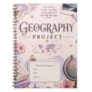Personalised Geography Project Notebook Vintage
