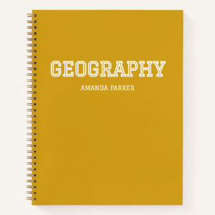 Personalised Geography School Calendar Yellow Notebook