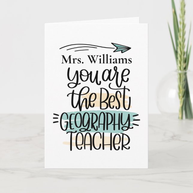 Personalised Geography Teacher Thank You Card (Front)