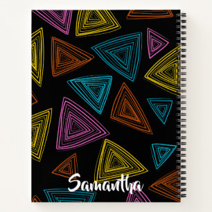 Personalised Geometric Black Yellow Orange Notebook