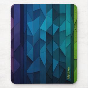 Personalised Geometric Blue and Teal Pattern Mouse Pad