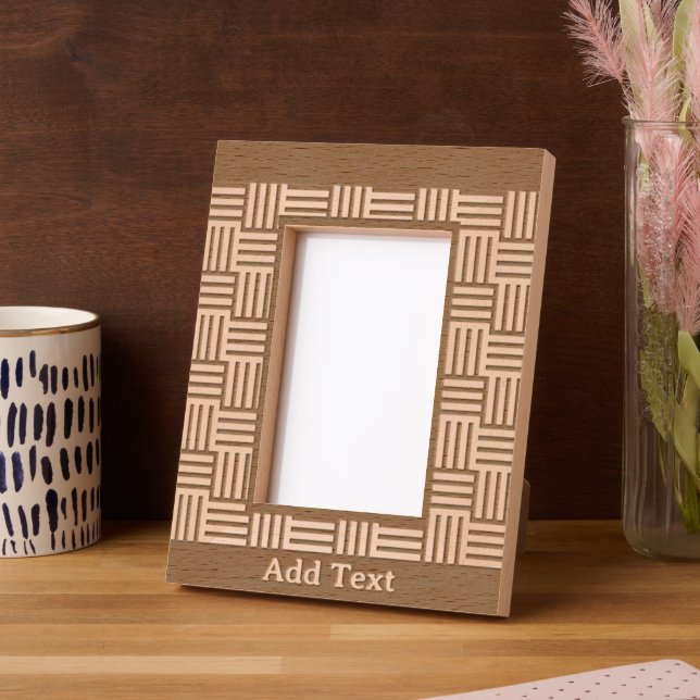 Personalised Geometric Engraved Wood Picture Frame (Left)