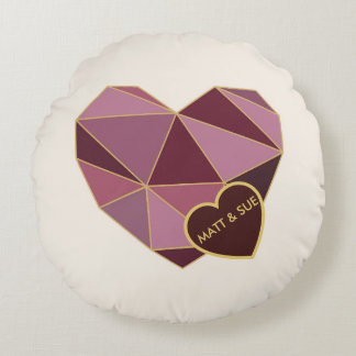 Personalised Geometric Heart Round Pillow