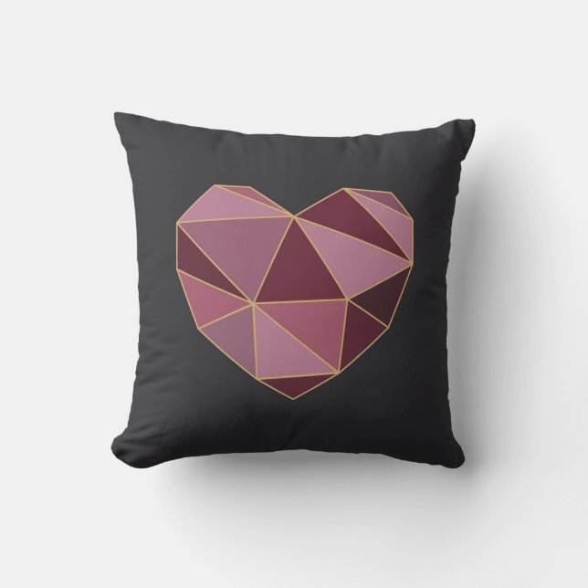 Personalised Geometric Heart Square Pillow (Front)