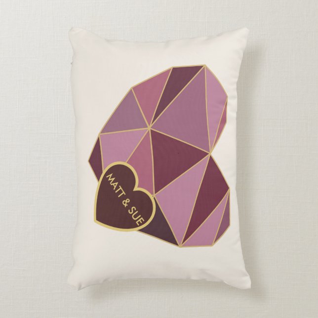 Personalised Geometric Heart Throw Pillow (Front(Vertical))