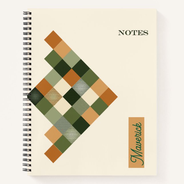Personalised Geometric Notebook – Earth Tone (Front)