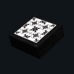 Personalised Geometric Pattern Black White  Gift Box<br><div class="desc">A stylish modern geometric quatrefoil black and white pattern lacquered jewellery or keepsake wood box with a stylish modern decorative ceramic tile lid. Add your initials.</div>