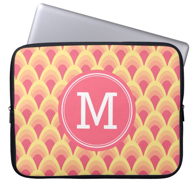 Personalised Geometric Pink Blush Monogram Laptop Sleeve (Front)