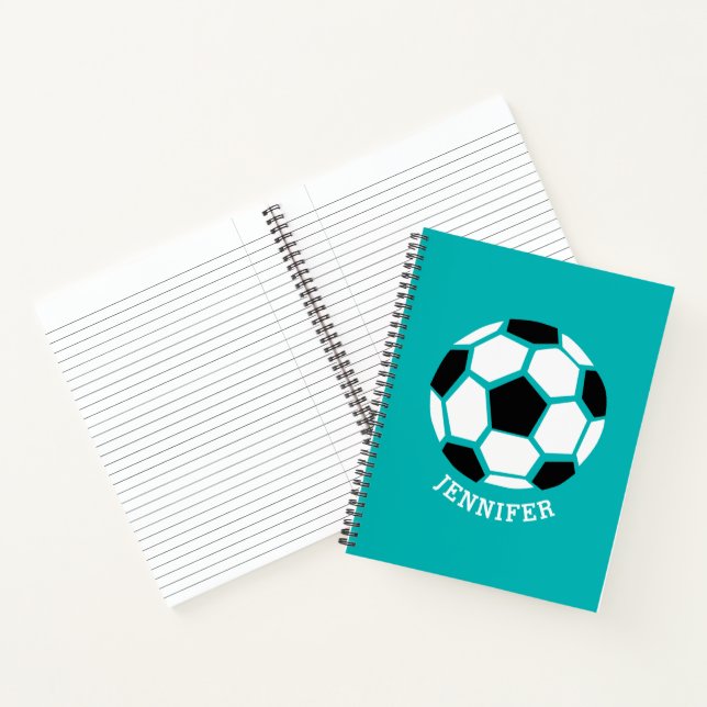 Personalised Geometric Soccer Ball Kids Sports Notebook (Inside)