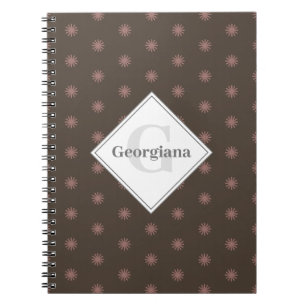 Personalised Geometric Warm Neutral Brown Suns Notebook