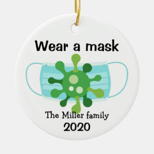 Personalised Germ Wear A Mask Ornament