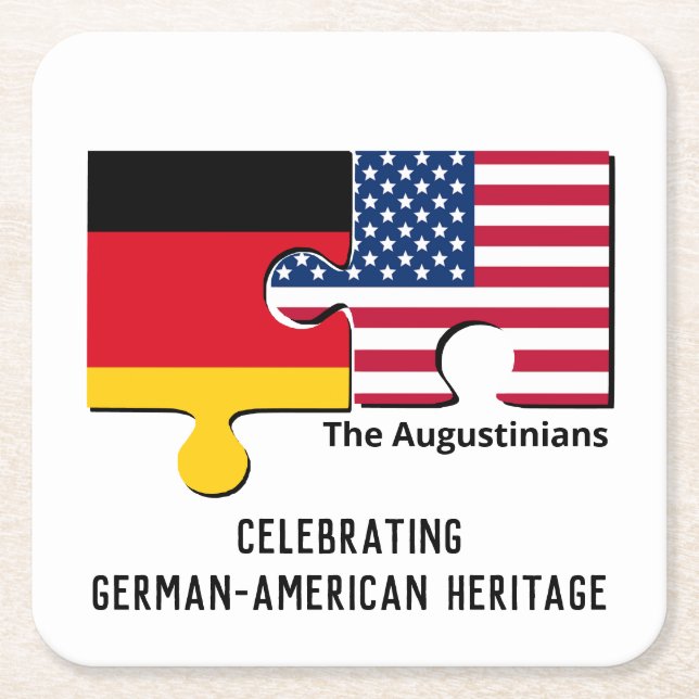 Personalised GERMAN AMERICAN Square Paper Coaster (Front)