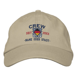 Personalised German Flag Nautical Crew Embroidered Hat