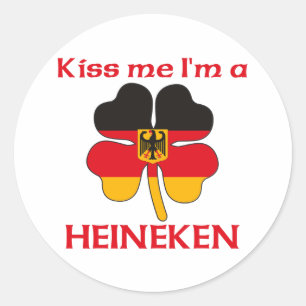 Personalised German Kiss Me I'm Heineken Classic Round Sticker