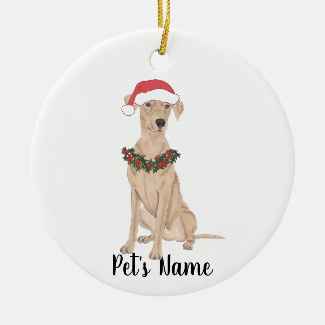 Personalised German Pinscher Christmas Ceramic Ornament (Front)