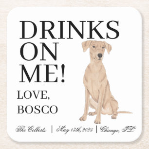 Personalised German Pinscher Wedding Square Paper Coaster