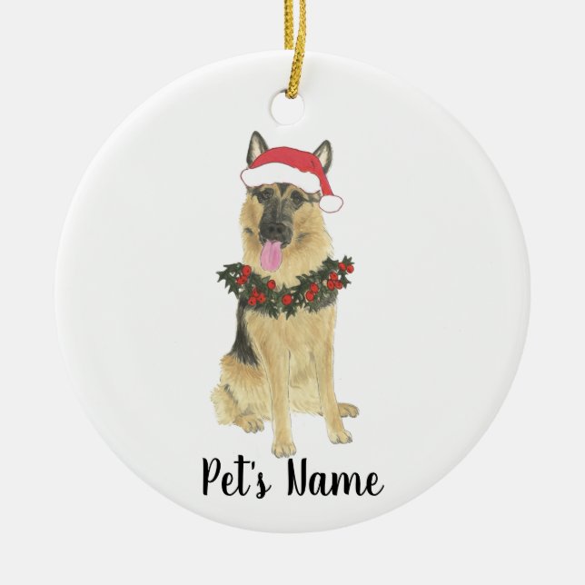 Personalised German Shepherd Ceramic Ornament (Front)